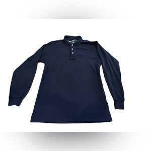 Tommy Hilfiger Men's Long-Sleeve Polo - Navy Blue- 100% Cotton
